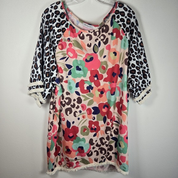 MISSLOOK Tops - MISSLOOK‎  Women's Blouse Top Floral Classic 2XL Tunic Animal print tassle trim